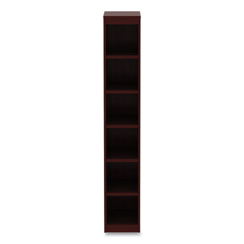 Image of Alera® Valencia Series Narrow Profile Bookcase, Six-Shelf, 11.81W X 11.81D X 71.73H, Mahogany