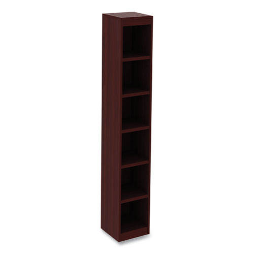 Image of Alera® Valencia Series Narrow Profile Bookcase, Six-Shelf, 11.81W X 11.81D X 71.73H, Mahogany