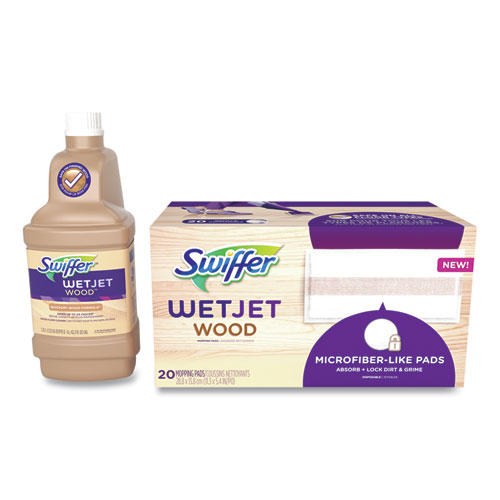 Image of Swiffer® Wetjet System Wood Cleaning-Solution Refill With Mopping Pads, Unscented, 1.25 L Bottle