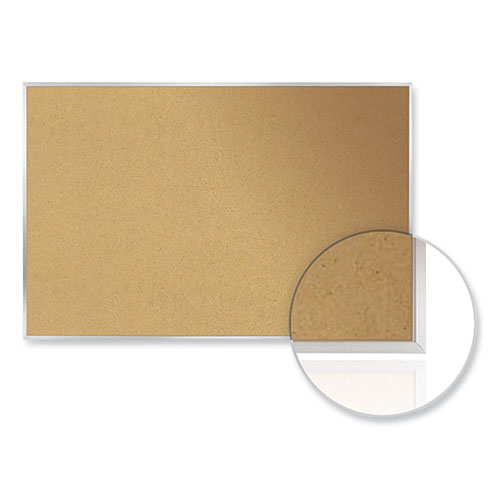 Aluminum-Frame Natural Corkboard, 24" x 18", Tan Surface, Satin Aluminum Frame