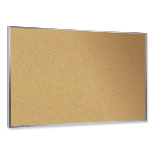 Image of Aluminum-Frame Natural Corkboard, 24 x 18, Tan Surface, Satin Aluminum Frame, Ships in 7-10 Business Days