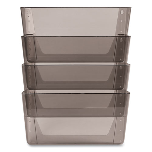 Image of Deflecto® Docupocket Stackable Four-Pocket Wall File, 4 Sections, Letter Size, 13" X 4", Smoke