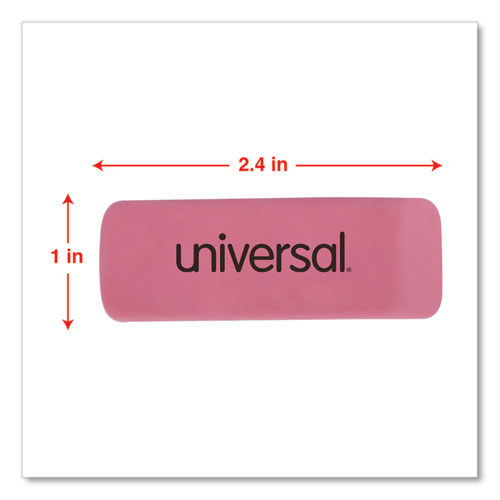 Image of Universal® Bevel Block Erasers, For Pencil Marks, Slanted-Edge Rectangular Block, Large, Pink, 20/Pack