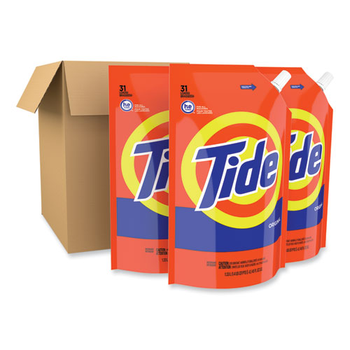 Pouch HE Liquid Laundry Detergent, Tide Original Scent, 35 Loads, 45 oz, 3/Carton