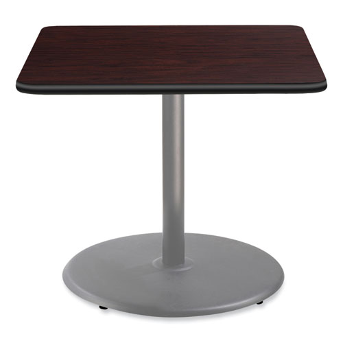 Cafe Table, 36w x 36d x 30h, Square Top/Round Base, Mahogany Top, Gray Base, Ships in 7-10 Business Days
