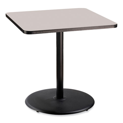 Cafe Table, 36w x 36d x 36h, Square Top/Round Base, Gray Nebula Top, Black Base, Ships in 7-10 Business Days