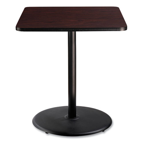 Cafe Table, 36w x 36d x 42h, Square Top/Round Base, Mahogany Top, Black Base, Ships in 7-10 Business Days