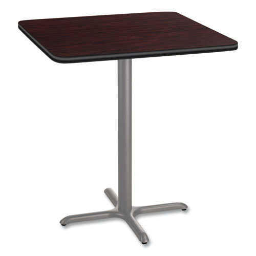 Cafe Table, 36w x 36d x 42h, Square Top/X-Base, Mahogany Top, Gray Base, Ships in 7-10 Business Days