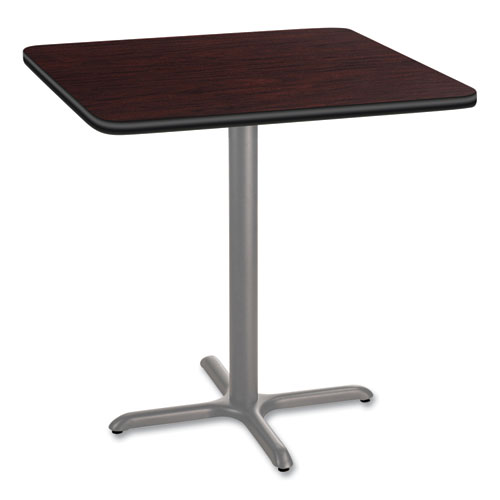 Cafe Table, 36w x 36d x 36h, Square Top/X-Base, Mahogany Top, Gray Base, Ships in 7-10 Business Days