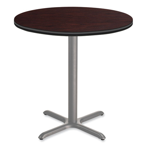 Cafe Table, 36" Diameter x 42h, Round Top/X-Base, Mahogany Top, Gray Base, Ships in 7-10 Business Days