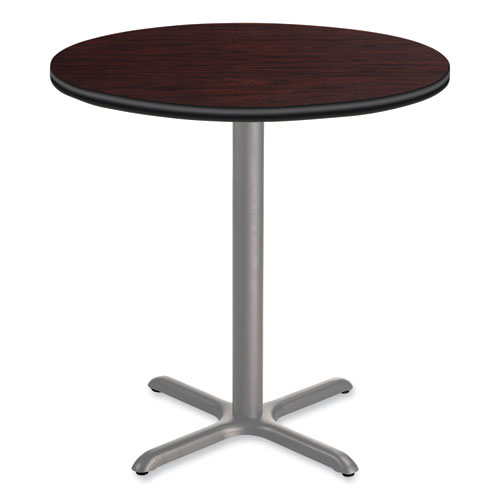 Cafe Table, 36" Diameter x 36h, Round Top/X-Base, Mahogany Top, Gray Base, Ships in 7-10 Business Days