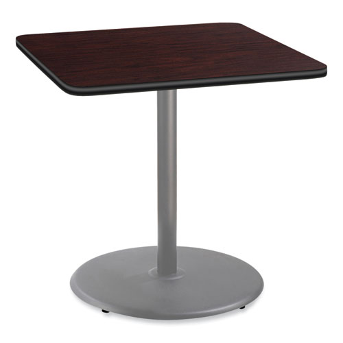 Cafe Table, 36w x 36d x 36h, Square Top/Round Base, Mahogany Top, Gray Base, Ships in 7-10 Business Days