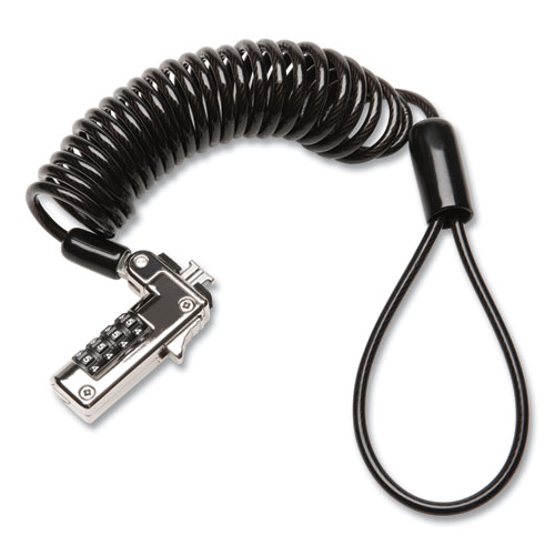 Image of Kensington® Slim Portable Combination Lock For Standard Slot, 6 Ft Carbon Steel Cable, Black/Silver