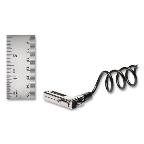 Image of Kensington® Slim Portable Combination Lock For Standard Slot, 6 Ft Carbon Steel Cable, Black/Silver