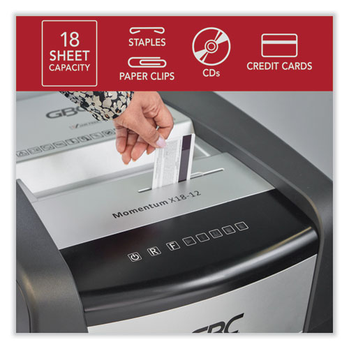 Momentum X18-12 Micro-Cut P-4 Anti-Jam Shredder, 18 Manual Sheet Capacity