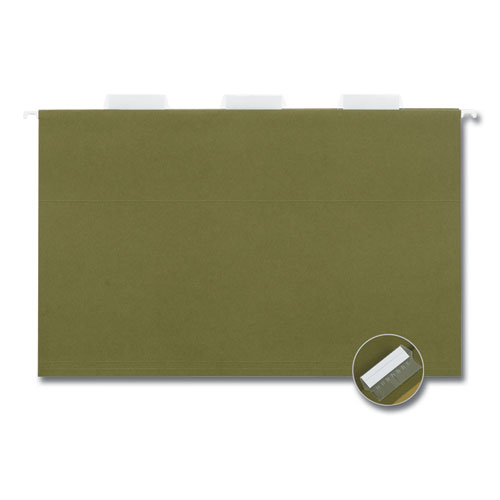 Image of Universal® Hanging File Folders, Legal Size, 1/5-Cut Tabs, Standard Green, 50/Carton