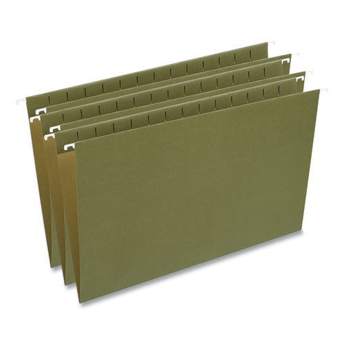 Image of Universal® Hanging File Folders, Legal Size, 1/5-Cut Tabs, Standard Green, 50/Carton
