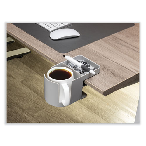Standing Desk Cup Holder Organizer, Two Sections, 3.94 x 7.04 x 3.54, Gray