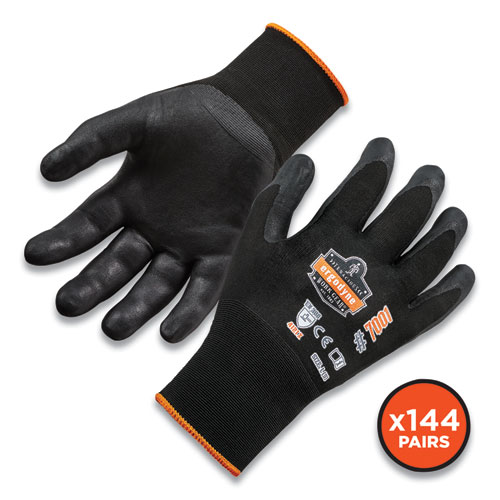 ProFlex 7001-CASE Nitrile Coated Gloves, Black, Medium, 144 Pairs/Carton, Ships in 1-3 Business Days