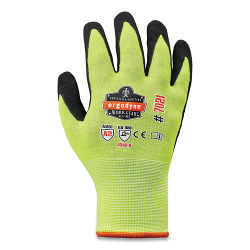 ergodyne® ProFlex 7021-CASE Hi-Vis Nitrile Coated CR Gloves, Lime, Small, 144 Pairs/Carton, Ships in 1-3 Business Days