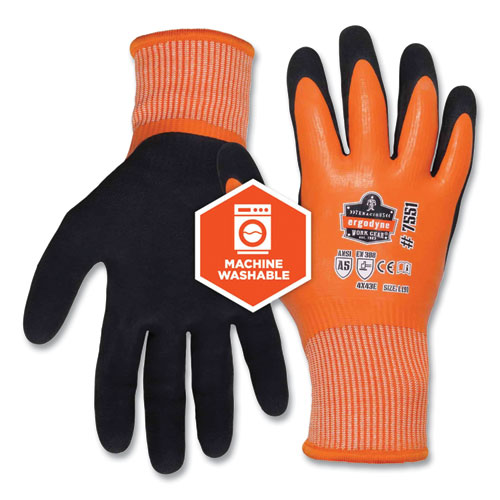 ProFlex 7551-CASE ANSI A5 Coated Waterproof CR Gloves, Orange, X-Large, 144 Pairs/Carton, Ships in 1-3 Business Days