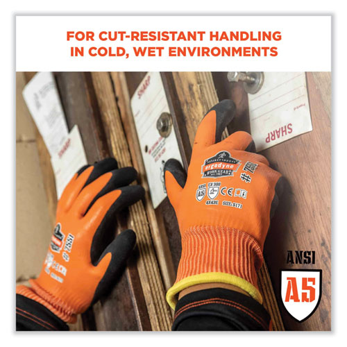 ProFlex 7551 ANSI A5 Coated Waterproof CR Gloves, Orange, X-Large, Pair, Ships in 1-3 Business Days