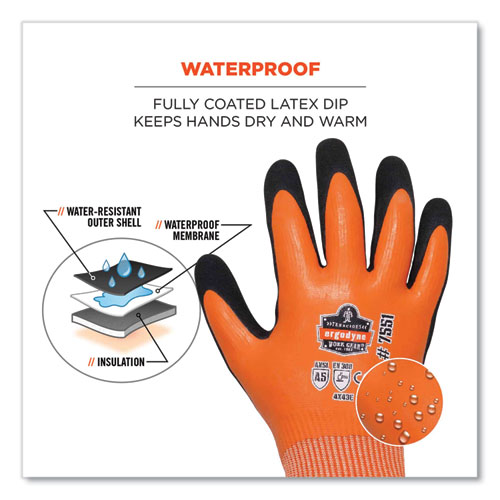 ProFlex 7551 ANSI A5 Coated Waterproof CR Gloves, Orange, X-Large, Pair, Ships in 1-3 Business Days