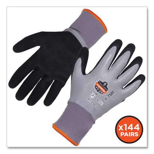ProFlex 7501-CASE Coated Waterproof Winter Gloves, Gray, Small, 144 Pairs/Carton, Ships in 1-3 Business Days