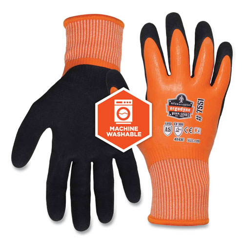 ProFlex 7551 ANSI A5 Coated Waterproof CR Gloves, Orange, X-Large, Pair, Ships in 1-3 Business Days