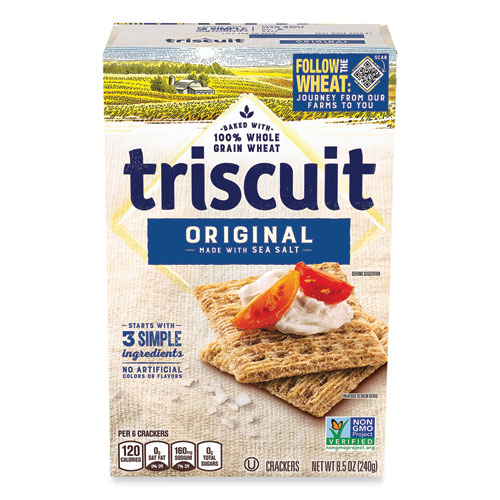 Image of Triscuit Crackers Original With Sea Salt, 8.5 Oz Box, 4 Boxes/Pack, Ships In 1-3 Business Days