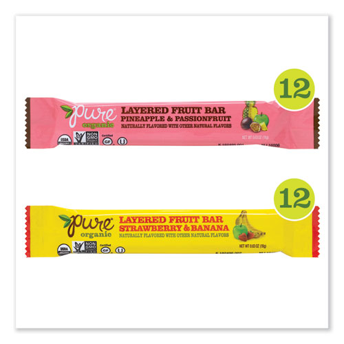 Layered Fruit Bars Variety Pack, Pineapple Passionfruit/Strawberry Banana, 0.63oz Bar, 24/Pack,Ships in 1-3 Business Days