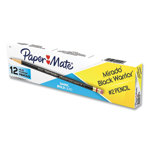 Image of Paper Mate® Mirado Black Warrior Pencil, Hb (#2), Black Lead, Black Matte Barrel, Dozen
