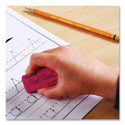 Image of Paper Mate® Pink Pearl Eraser, For Pencil Marks, Rectangular Block, Large, Pink, 3/Pack