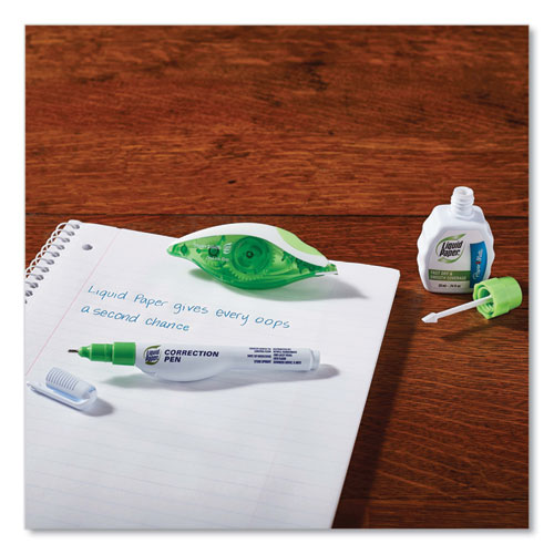 Image of Paper Mate® Liquid Paper® Dryline Grip Correction Tape, Non-Refillable, Gray/Green Applicator, 0.2" X 335"