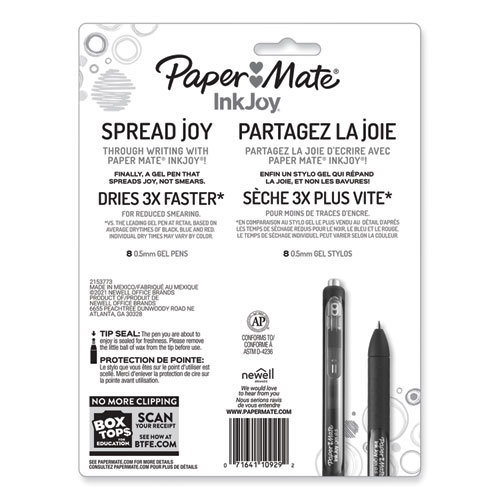 Image of Paper Mate® Inkjoy Gel Pen, Retractable, Fine 0.5 Mm, Assorted Ink And Barrel Colors, 8/Pack