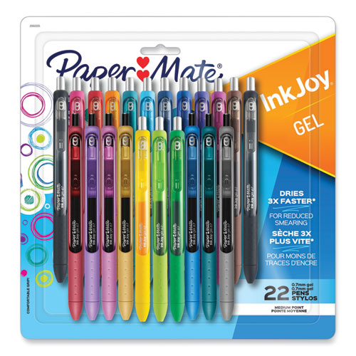 Paper Mate InkJoy Gel Pen, Retractable, Fine 0.5 mm, Black Ink, Black/Smoke  Barrel, 8/Pack