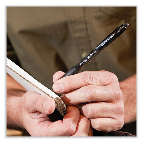Image of Paper Mate® Profile Ballpoint Pen, Retractable, Medium 1 Mm, Blue Ink, Translucent Blue Barrel, 36/Pack