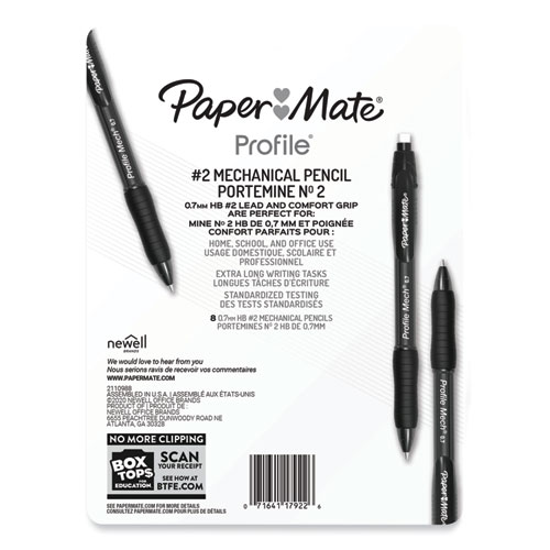 Image of Paper Mate® Profile Mechanical Pencils, 0.7 Mm, Hb (#2), Black Lead, Assorted Barrel Colors, 8/Pack
