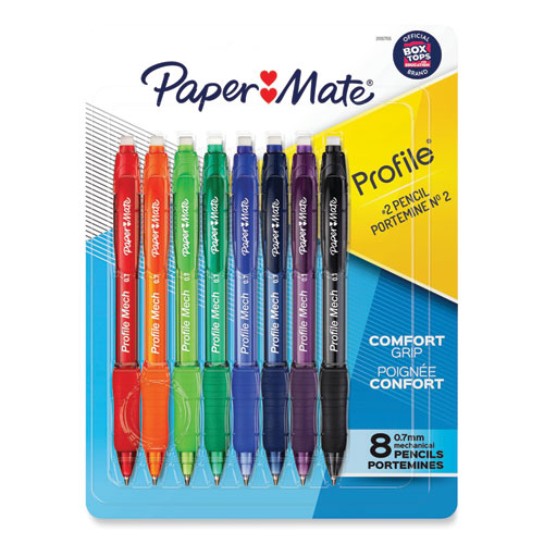 en caso Experimentar Deshonestidad Paper Mate® Profile Mechanical Pencils, 0.7 mm, HB (#2), Black Lead,  Assorted Barrel Colors, 8/Pack | J & P Supply, Inc.