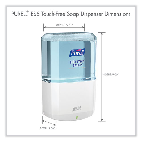 ES6 Soap Touch-Free Dispenser, 1,200 mL, 5.25 x 8.8 x 12.13, White