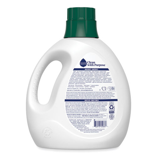 Image of Seventh Generation® Natural Liquid Laundry Detergent, Fragrance Free, 135 Oz Bottle, 4/Carton