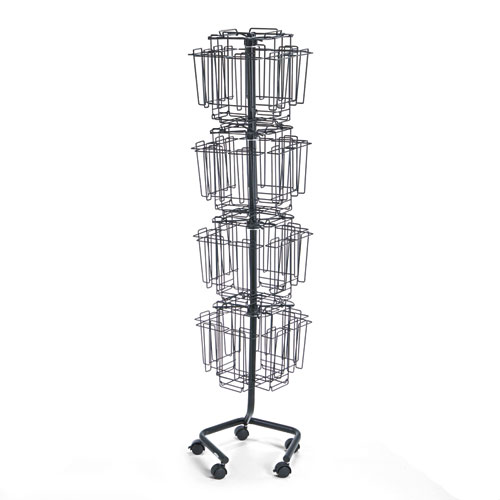 Image of Safco® Wire Rotary Display Racks, 32 Compartments, 15W X 15D X 60H, Charcoal
