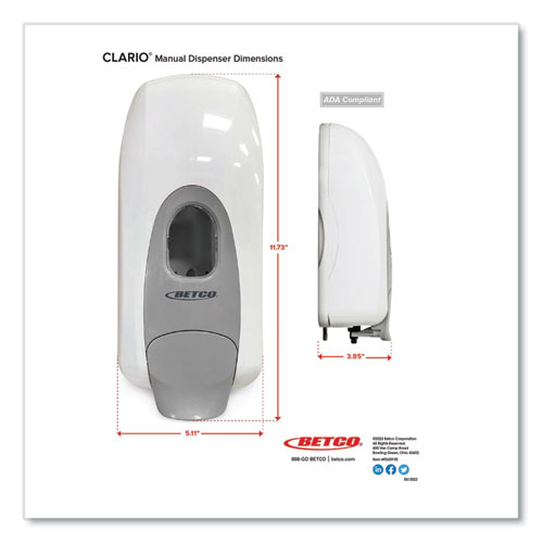 Clario Dispensing System Manual Foam Dispenser, 1,000 mL, 5.11 x 3.85 x 11.73, Black, 12/Carton