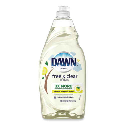 Free and Clear Dishwashing Liquid, Lemon Scent, 24 oz Squeeze Bottle, 10/Carton