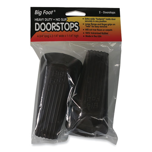 Image of Master Caster® Big Foot Doorstop, No Slip Rubber Wedge, 2.25W X 4.75D X 1.25H, Brown, 2/Pack