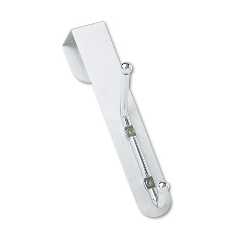 Image of Safco® Over-The-Door Double Coat Hook, Chrome-Plated Steel, Satin Aluminum Base