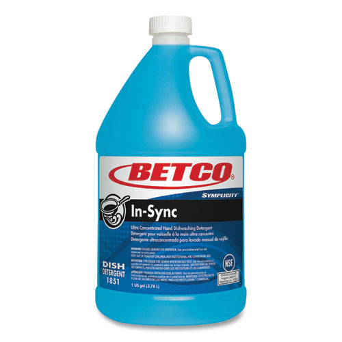 Betco® Symplicity In-Sync Premium Hand Dishwashing Detergent, Fresh Ozonic Scent, 1 gal Bottle, 4/Carton