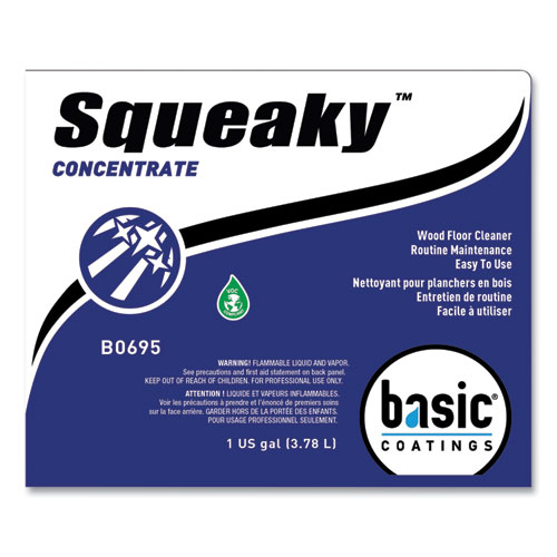 Squeaky Concentrate Floor Cleaner, Characteristic Scent, 1 gal Bottle, 4/Carton