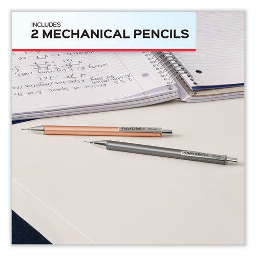 Image of Paper Mate® Advanced Mechanical Pencils, 0.5 Mm, Hb (#2), Black Lead, Black; Gray Barrel, 2/Pack