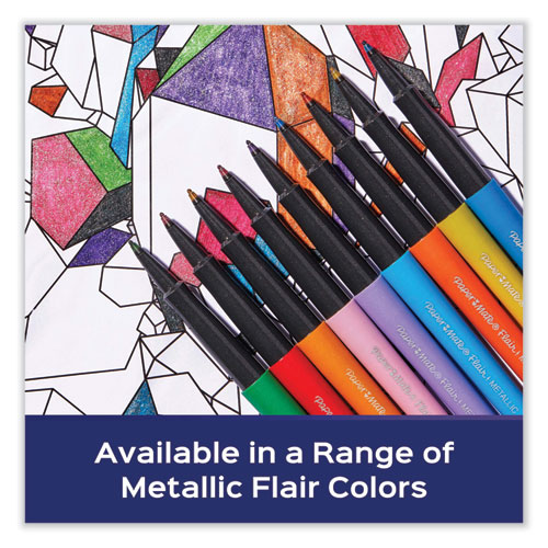 Image of Paper Mate® Flair Metallic Porous Point Pen, Stick, Medium 0.7 Mm, Assorted Ink And Barrel Colors, 8/Pack